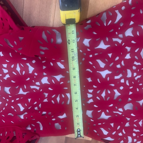 Anthropologie Red Laser Cut Dress sz 2 - Picture 6 of 6